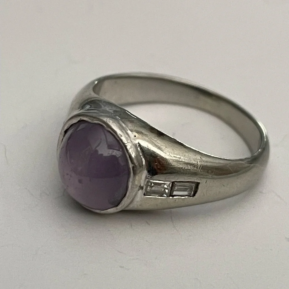 18k White Gold Star Sapphire Ring - Picture 10 of 14